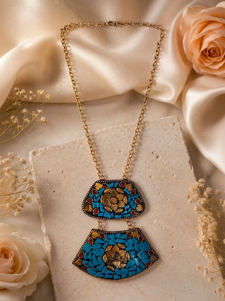 PANASH Lelaki Brass Rose Gold Plated Bohemian Kalung