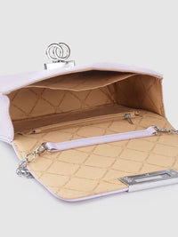 Lino Perros Women Lavender Solid Quilted Structured Sling Bag