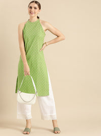 Anouk Ethnic Motifs Printed Halter Neck Pure Cotton Kurta
