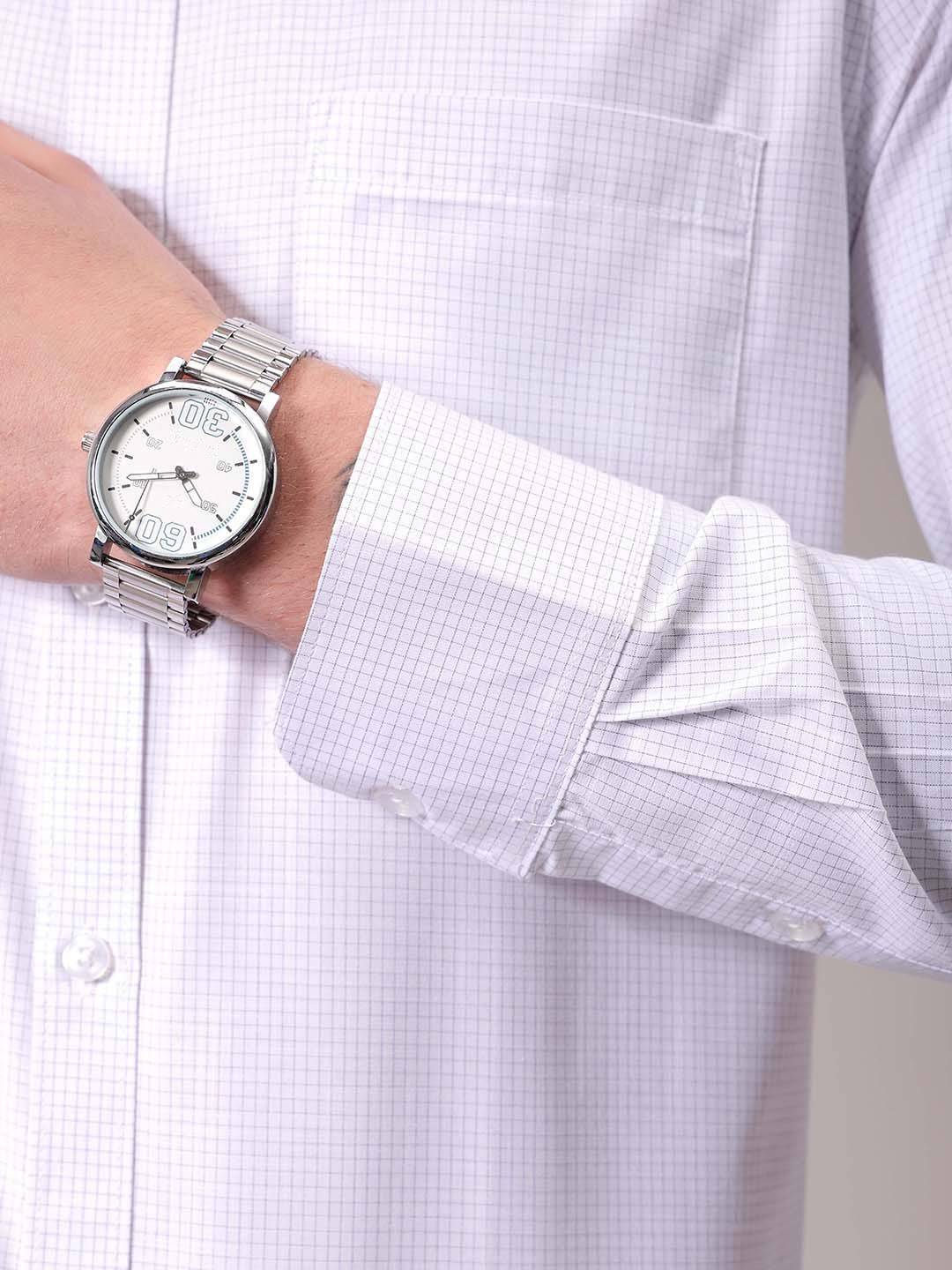 The Indian Garage Co. X Luxe Men Spread Collar Micro Checked Slim Fit Formal Shirt