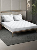 KLOTTHE Off White Printed Flat 400TC Pure Cotton Super King Bedsheet & 4 Pillow Covers