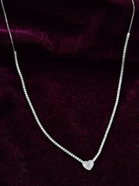 PANASH 925 Sterling Silver Rhodium-Plated CZ-Studded Heart Necklace