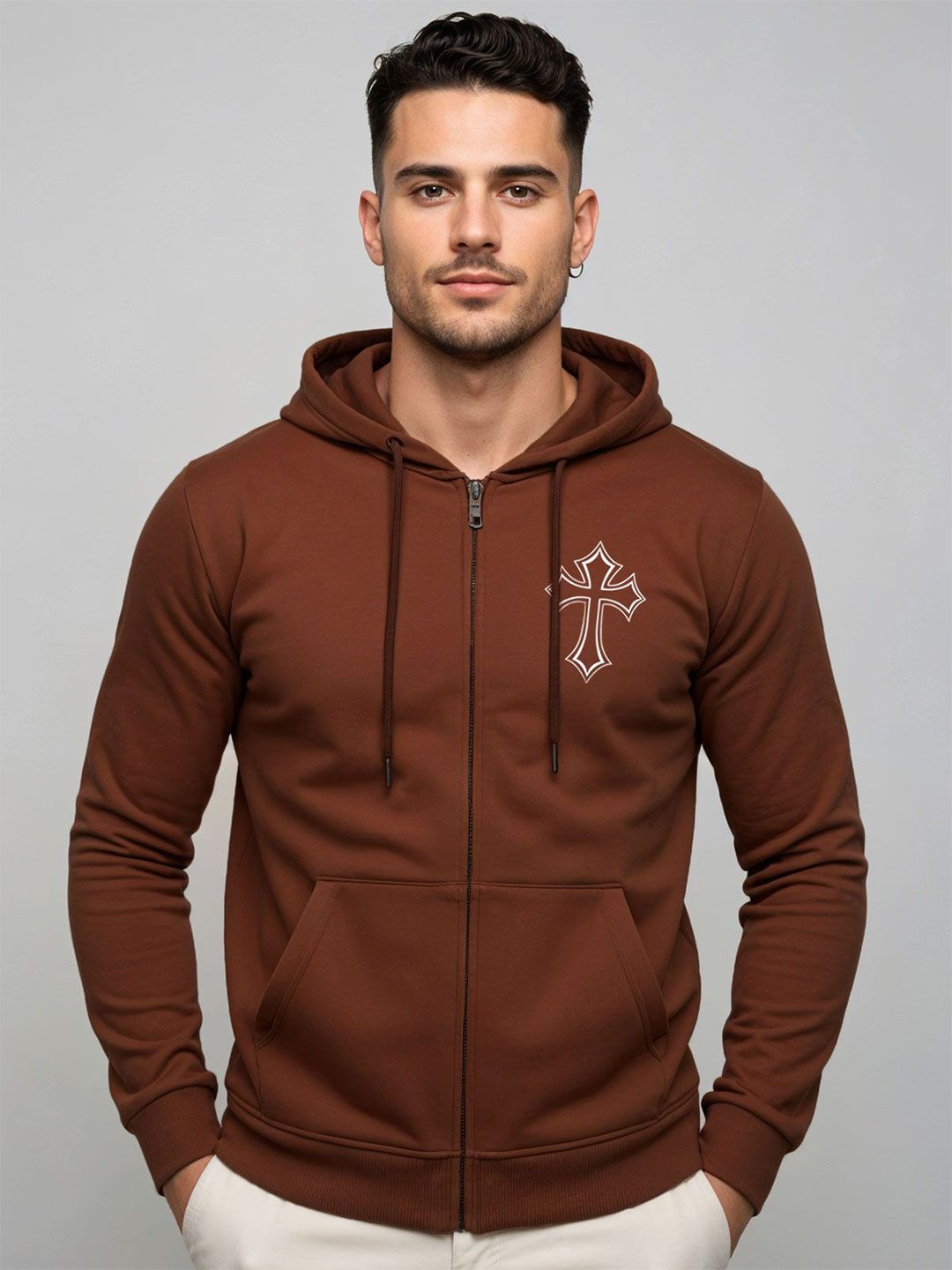 ADRO Men Printed Hooded Sweatshirt