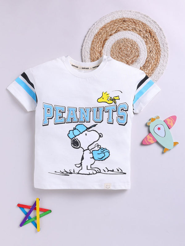 Happy Faces Kids Boys Snoopy Printed Pure Cotton T-Shirt
