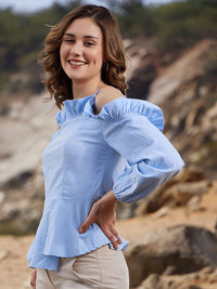 Athena One Shoulder Frill Fitted Top