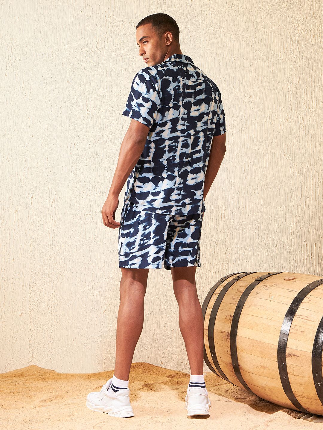 Dennison Printed Cuban Collar Comfort Fit Shirt With Shorts Co-ords