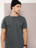 DILLINGER Men Henley Neck Honeycomb Structure T-shirt