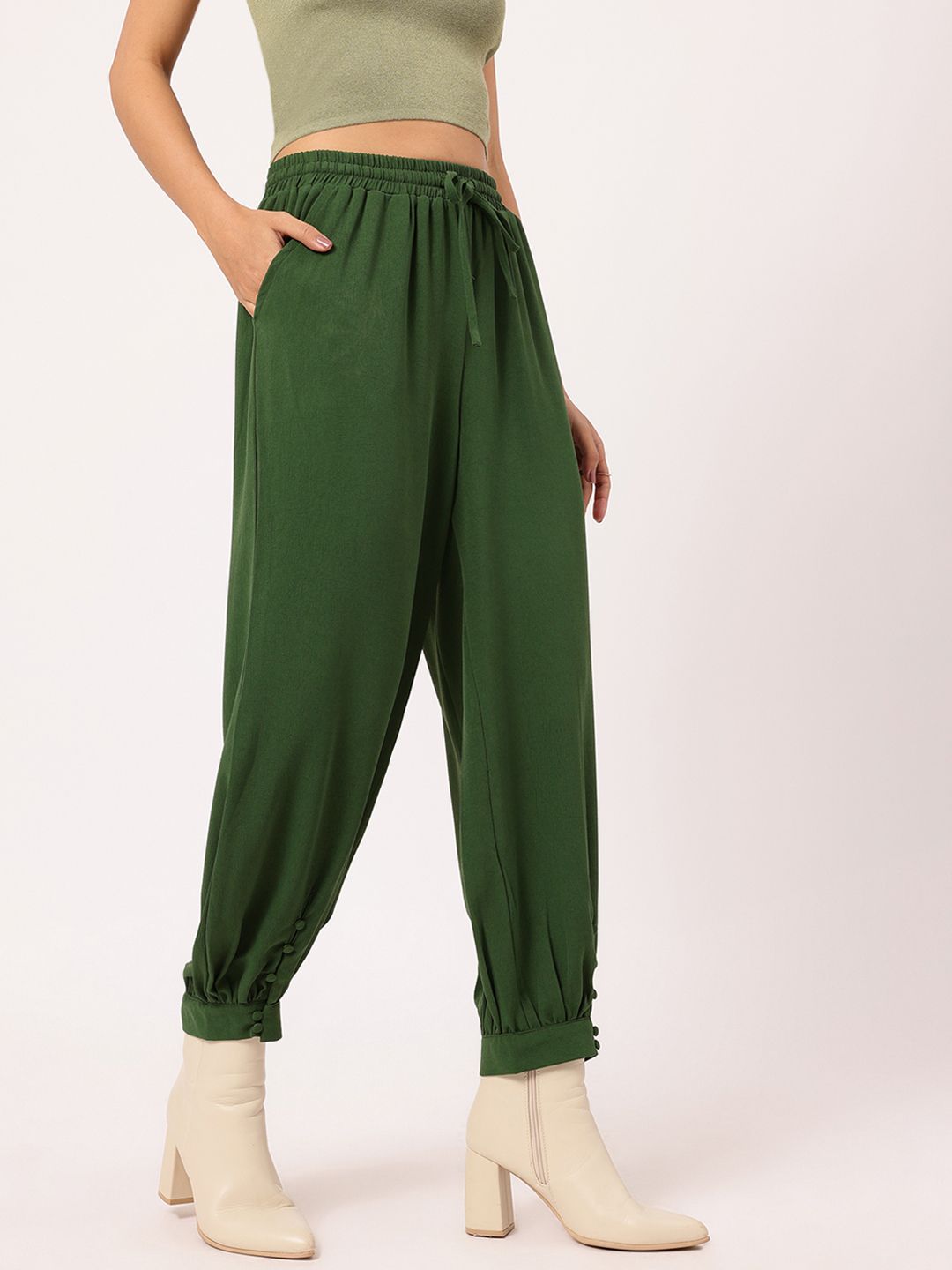 DressBerry Women Buttoned-Cuffs Trousers
