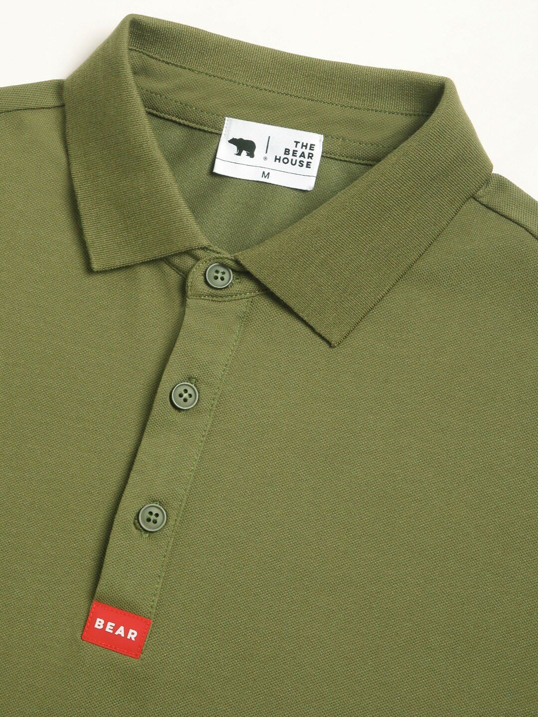 THE BEAR HOUSE Polo Collar Short Sleeves Slim Fit T-shirt