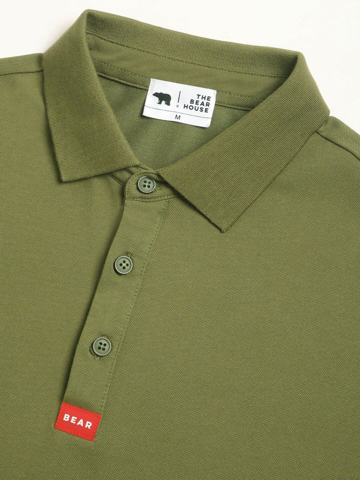 THE BEAR HOUSE Polo Collar Short Sleeves Slim Fit T-shirt