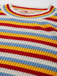 DressBerry Women Red & Mustard Yellow Striped Pullover