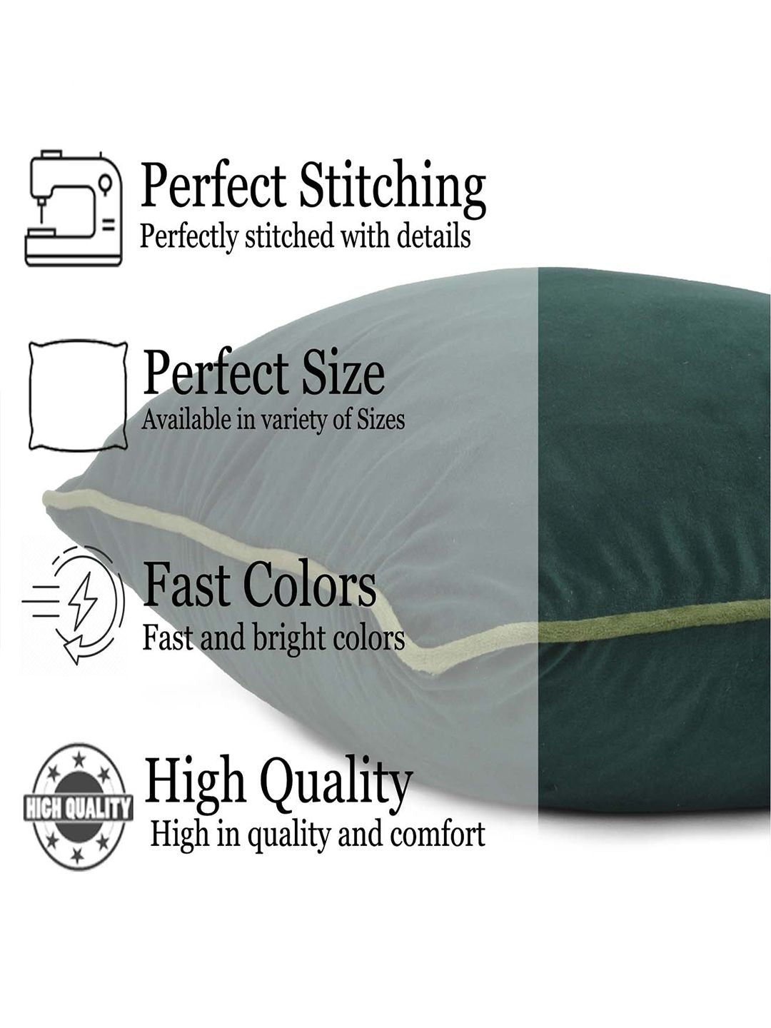 STITCHNEST 5 Pcs Green & Olive Green Velvet Square Cushion Covers