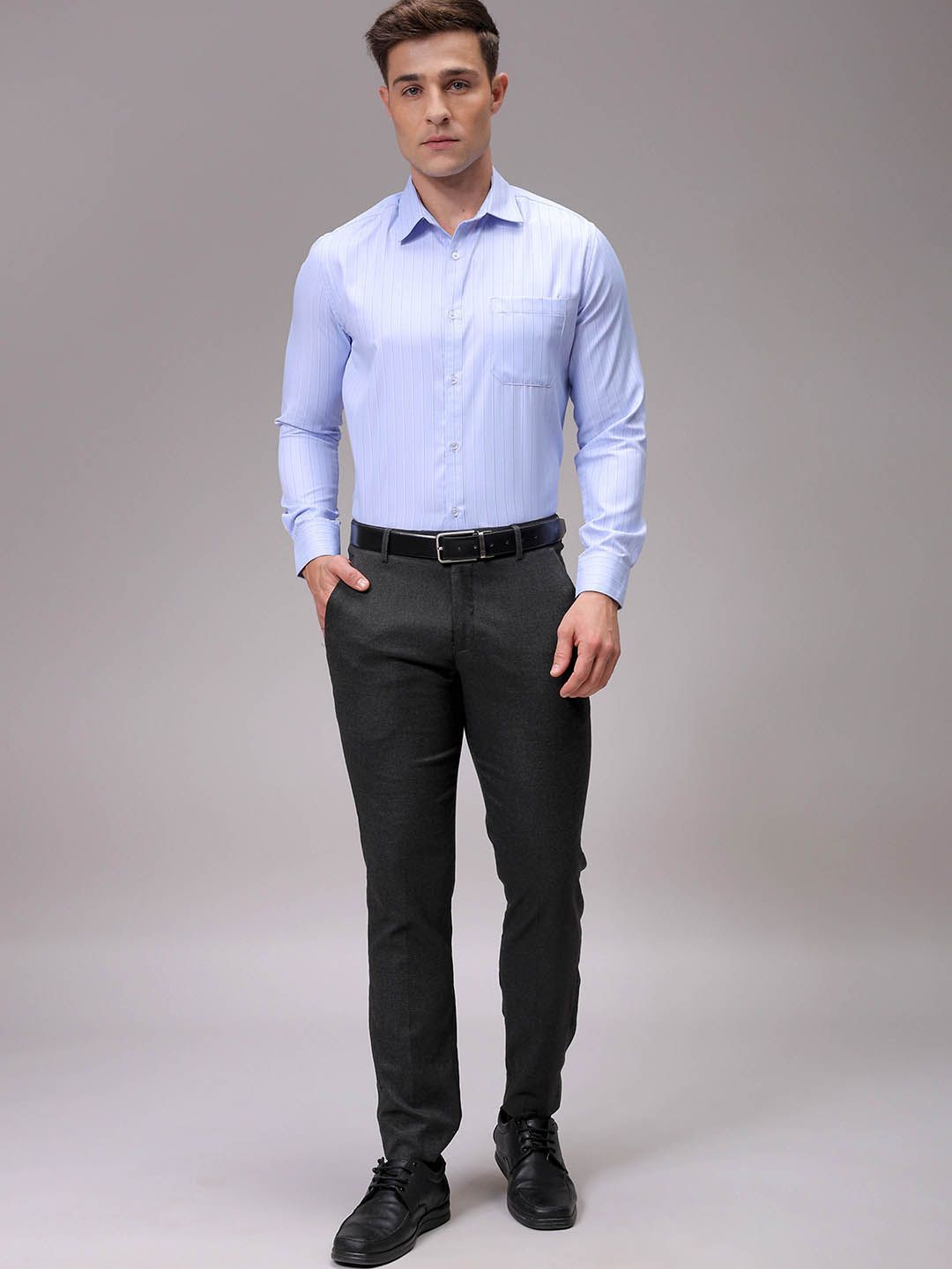 The Indian Garage Co. X Luxe Men Slim Fit Multi Stripes Opaque Striped Formal Shirt