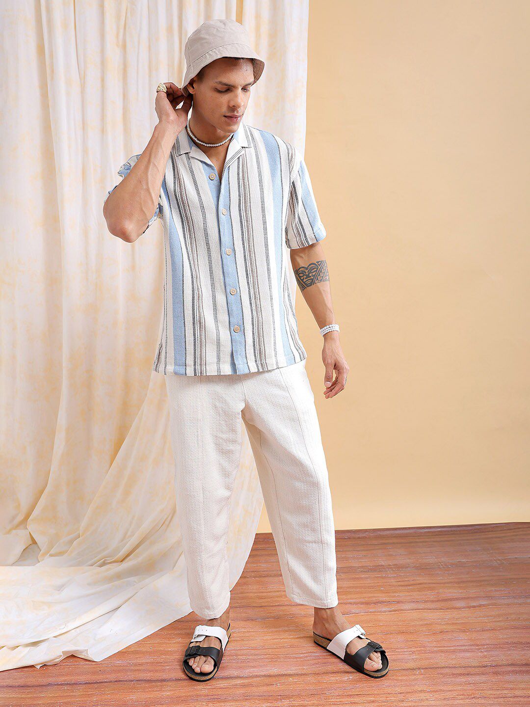 The Indian Garage Co Men Relaxed Fit Striped Resortwear Shirt