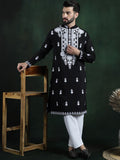 SOJANYA LUXE Sulam Bunga Biasa Benang Kerja Pure Cotton Kurta dengan Seluar