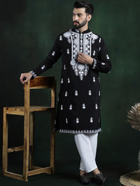 SOJANYA LUXE Floral Embroidered Regular Thread Work Pure Cotton Kurta with Trousers