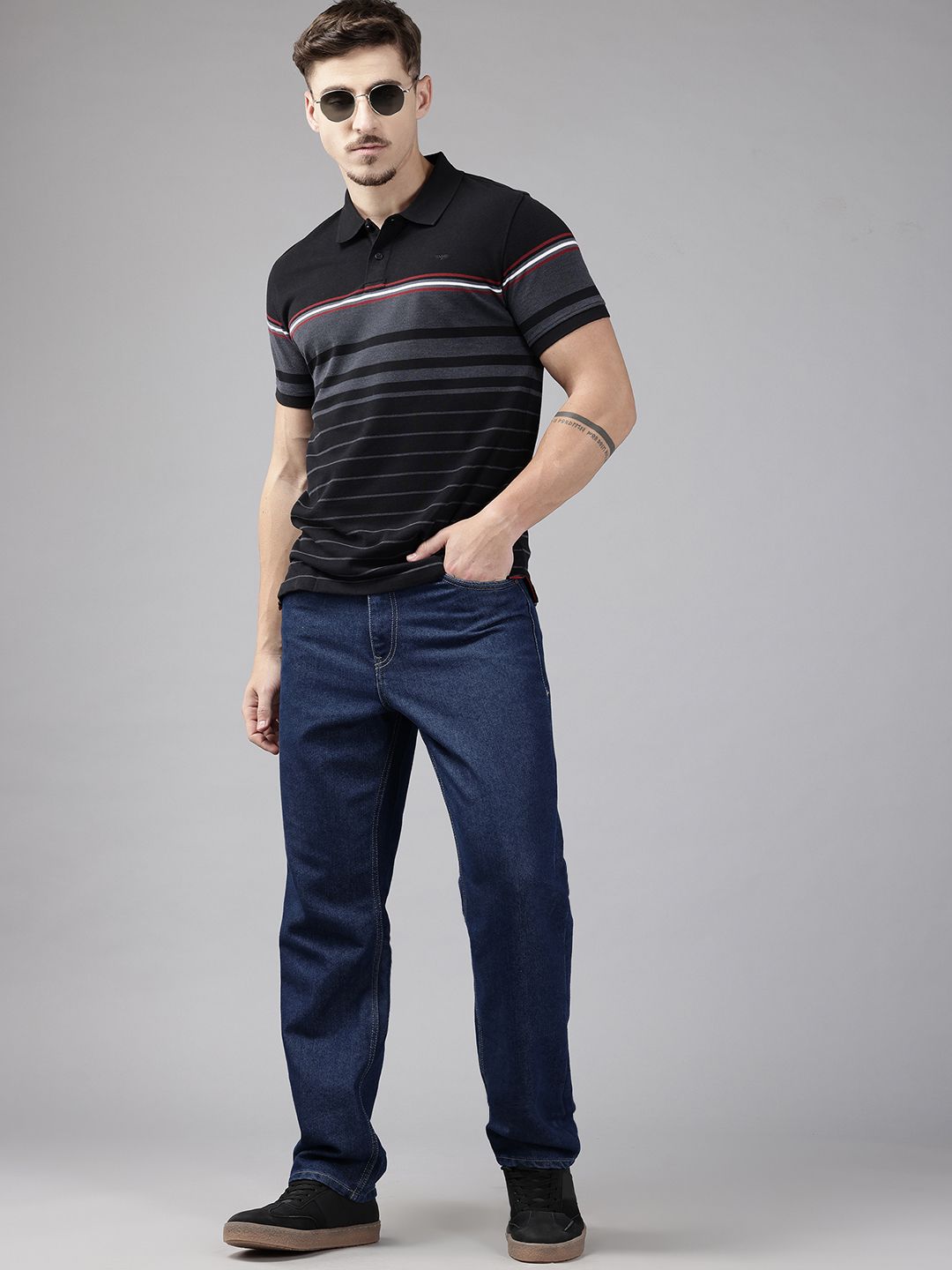 Park Avenue Striped Polo Collar T-shirt