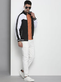 The Indian Garage Co Men Slim Fit Colourblock Zip-Front Bomber Jacket