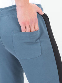 The Indian Garage Co Men Teal Blue & Black Colourblocked Slim-Fit Joggers
