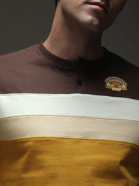 Difference of Opinion Men Colourblocked Round Neck Cotton T-shirt