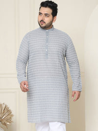 SOJANYA PLUS Plus Size Floral Embroidered Pure Cotton Straight Kurta