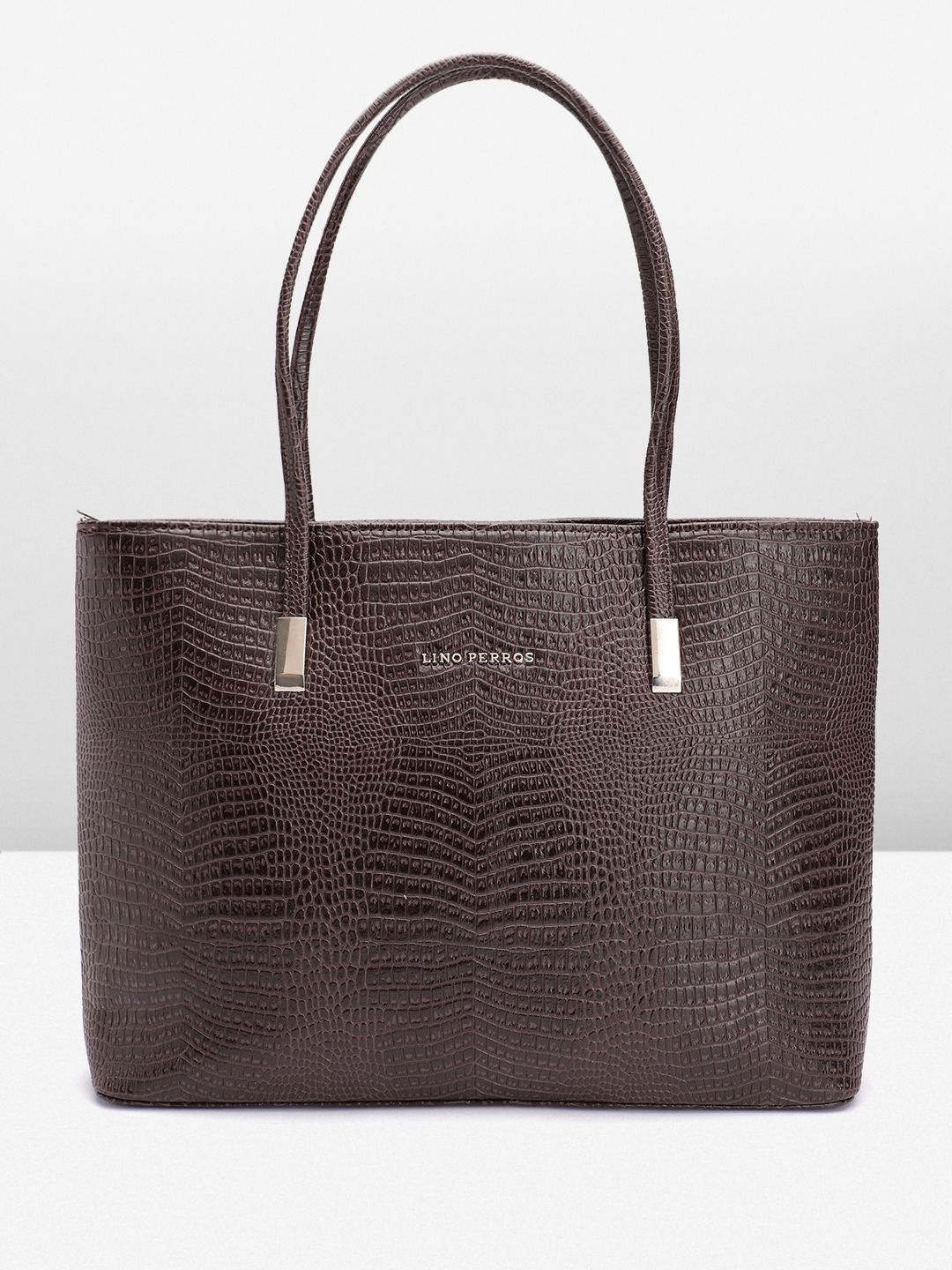 Lino Perros Croc Textured Structured Shoulder Bag