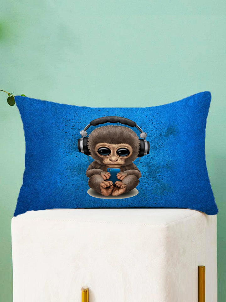 STITCHNEST Pack Of 2 Green & Blue Printed Rectangle Cushion Cover