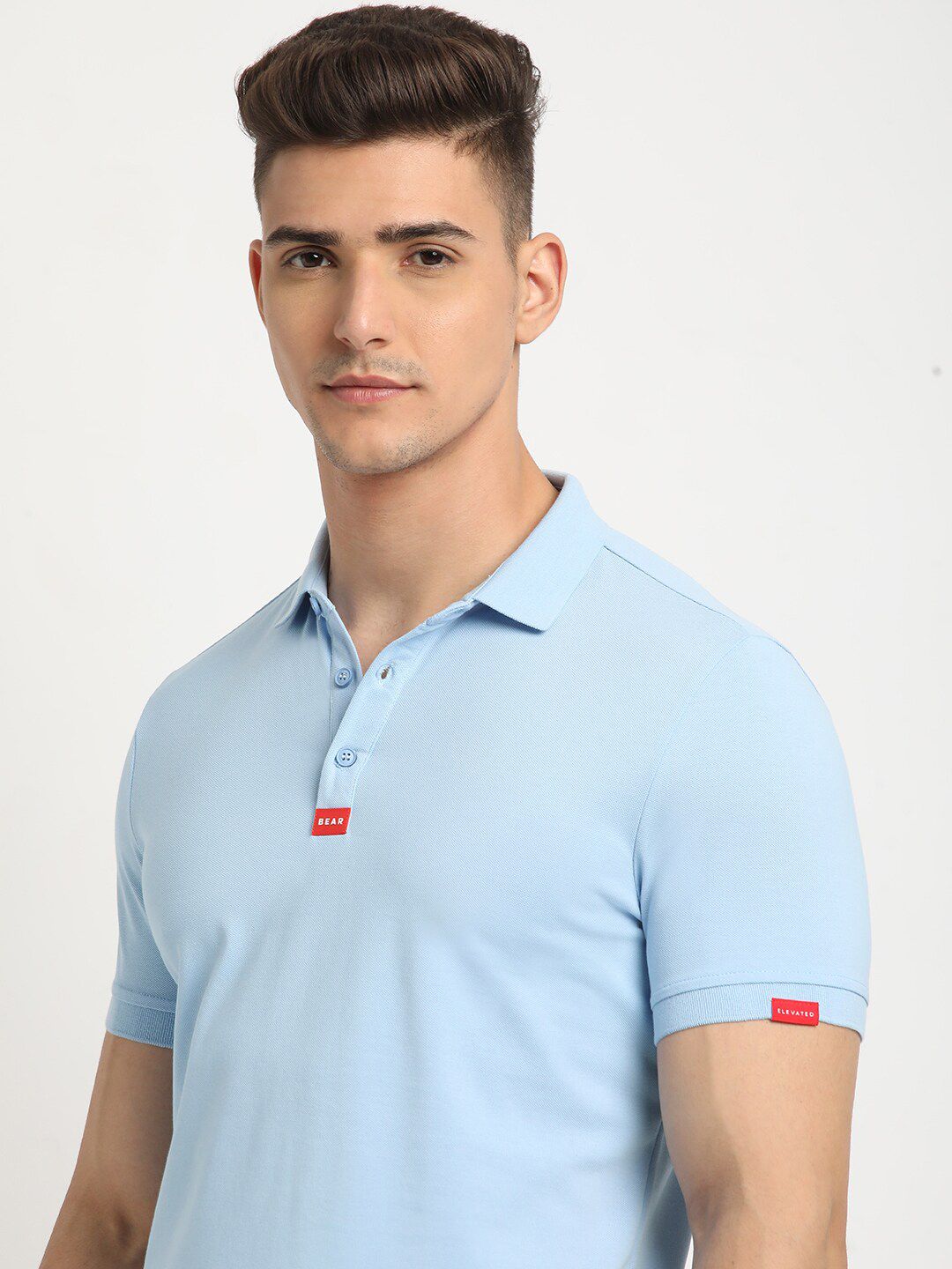 THE BEAR HOUSE Polo Collar Short Sleeves Slim Fit T-shirt