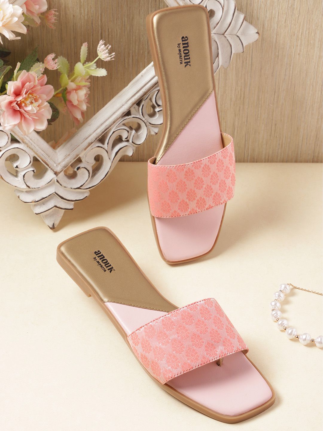 Anouk Women Woven Design Ethnic Open Toe Flats