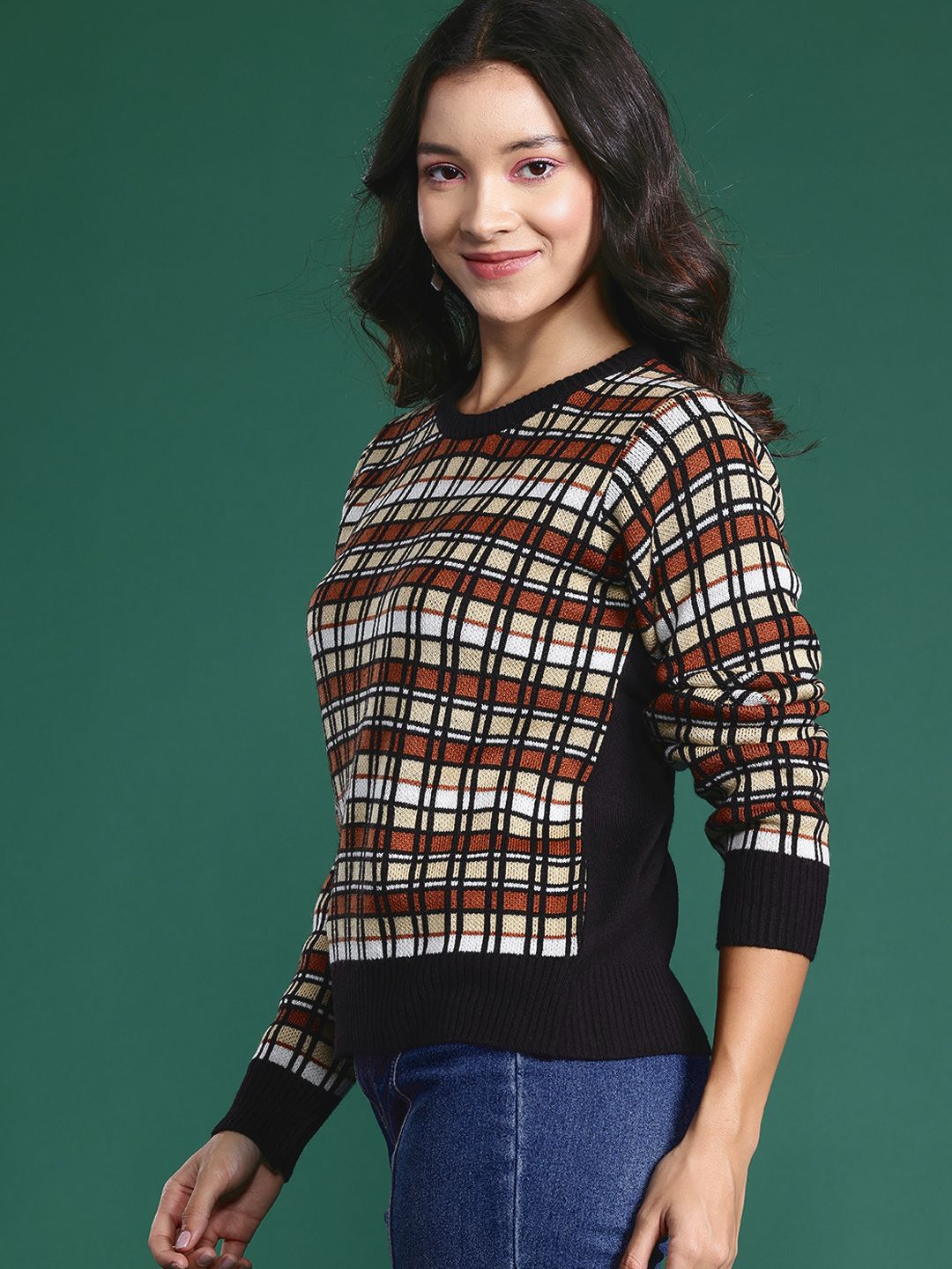 DressBerry Checked Acrylic Pullover