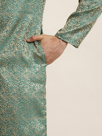 SOJANYA Woven Design Mandarin Collar Silk Cotton Kurta