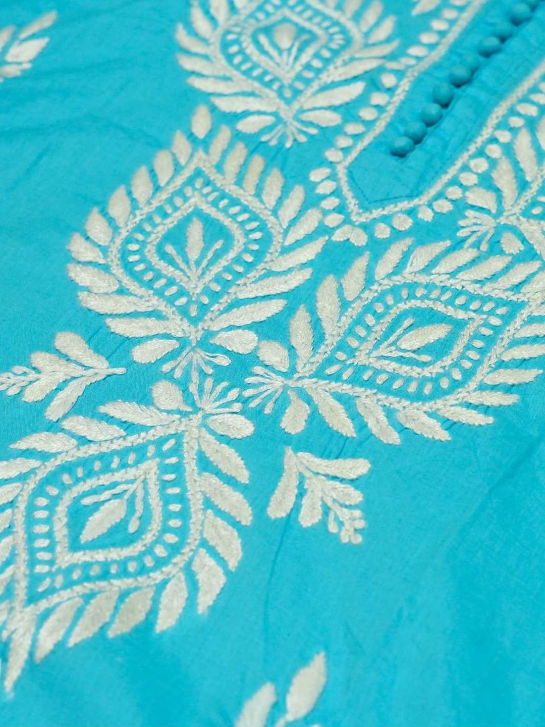 Rumah Wanita Chikankari Kapas Biru Chikankari Sulam Kurti