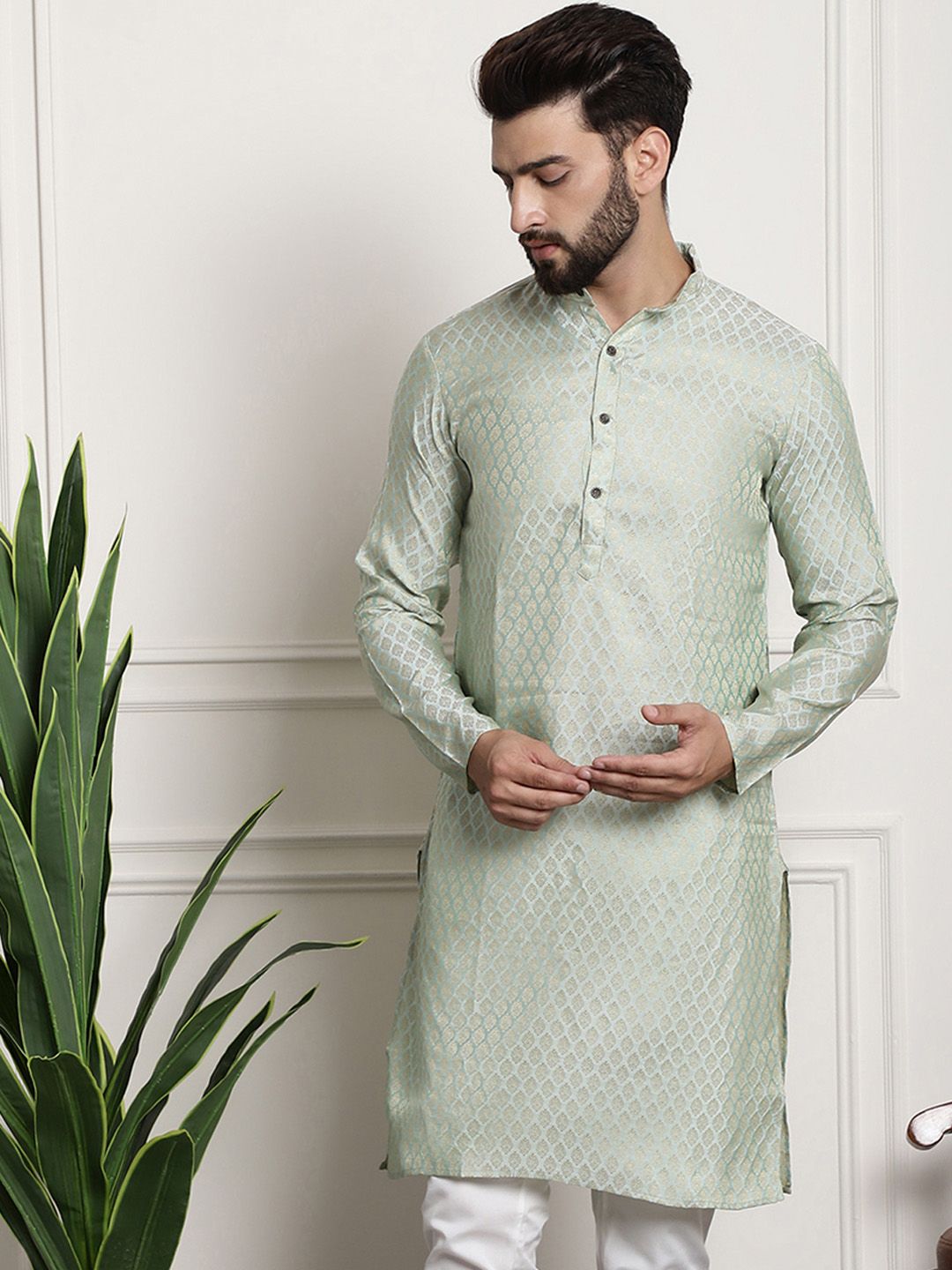 SOJANYA Motif Etnik Tenunan Rekaan Band Kolar Kurta Lurus