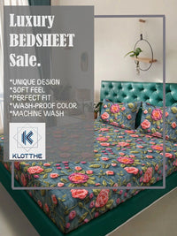 Moda Rapido X KLOTTHE Turquoise Blue & Pink Floral 300 TC King Cadar dengan 2 Sarung Bantal