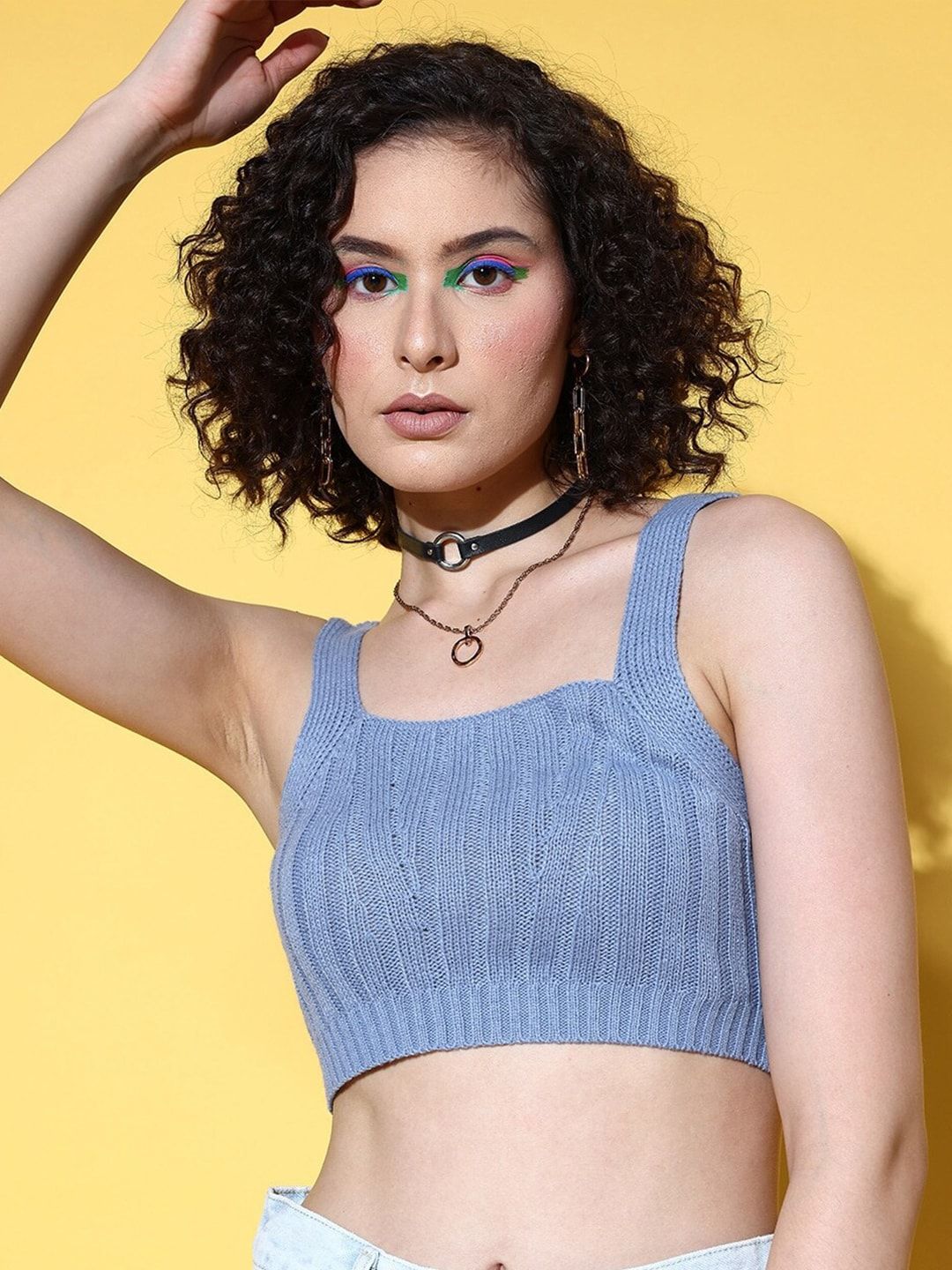SASSAFRAS Women Blue Crop Top