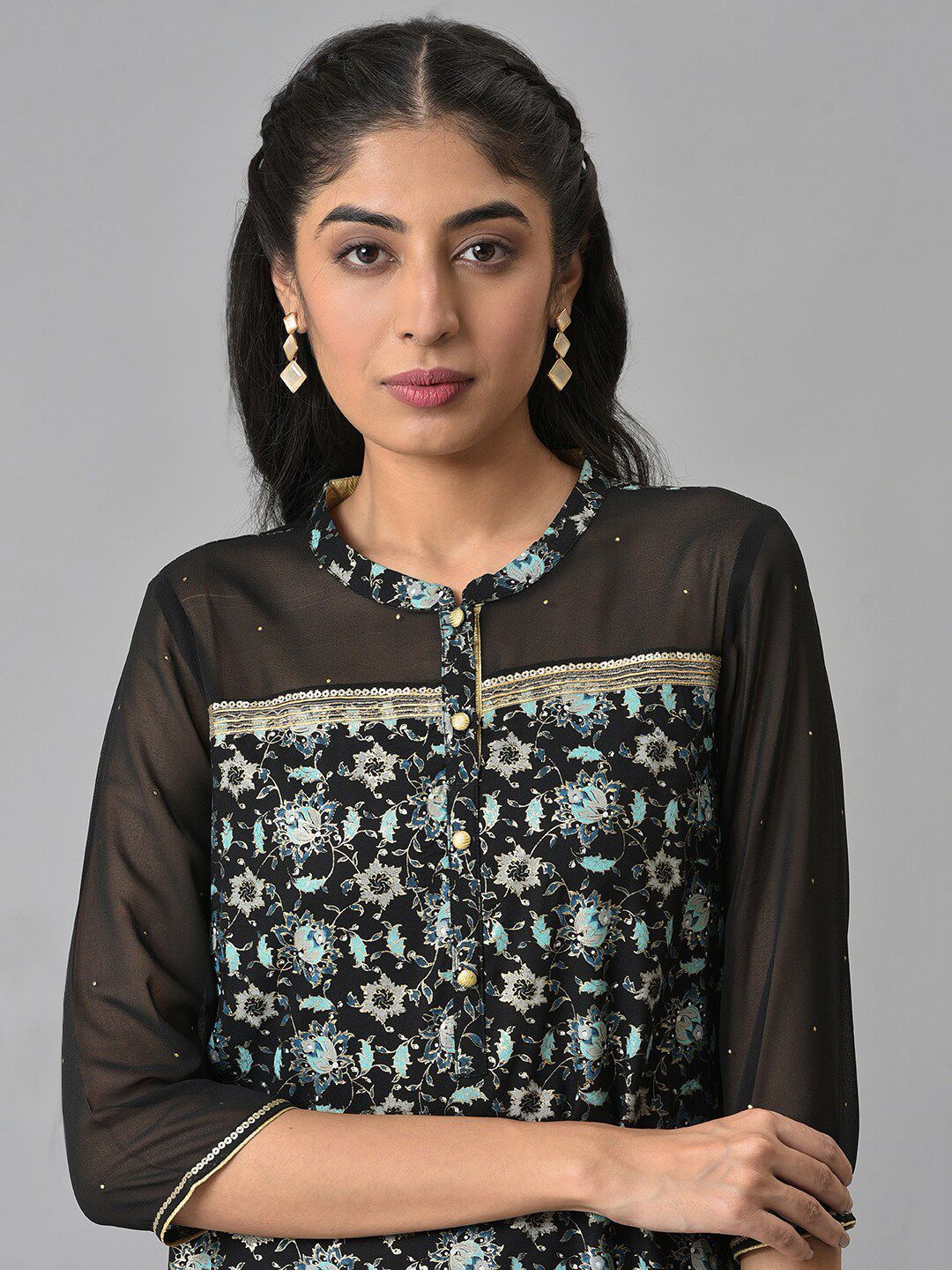 AURELIA Festive Floral Print Kurta