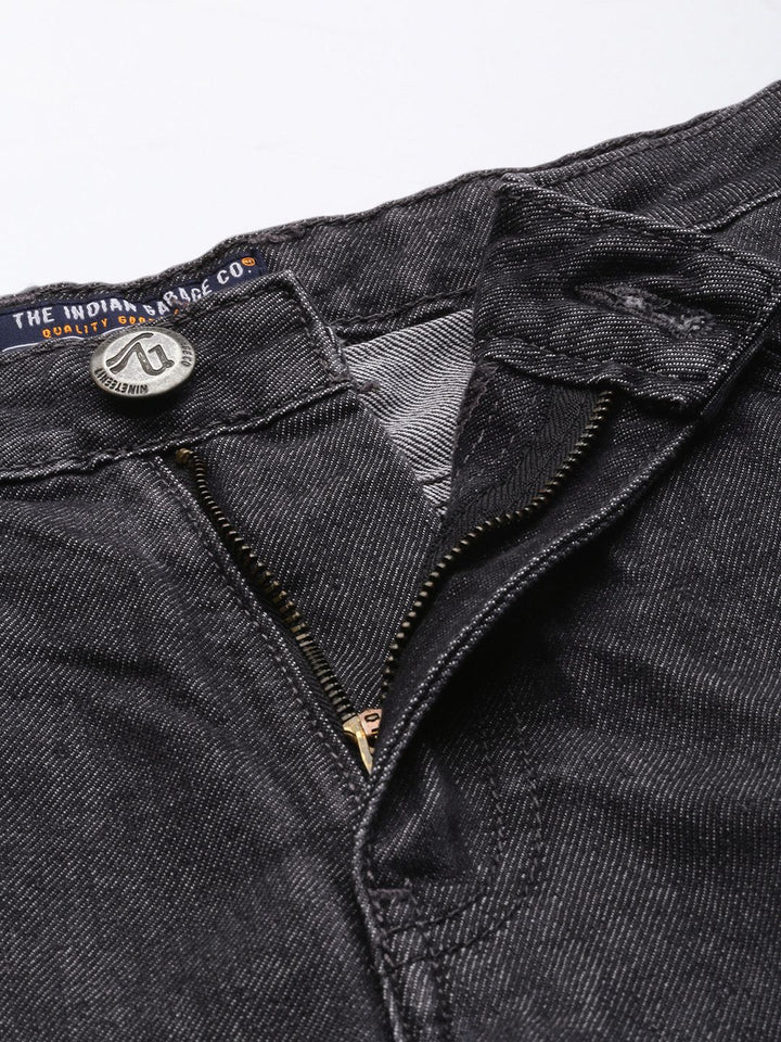 The Indian Garage Co Men Charcoal Grey Mildly Distressed Stretchable Jeans