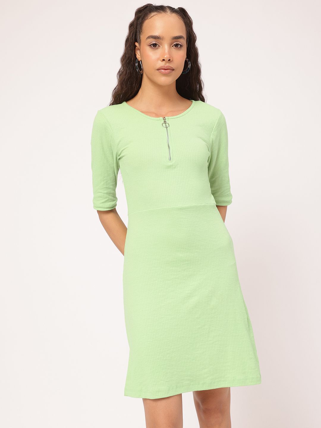 DressBerry Soft Grunge Ribbed Fit & Flare Dress