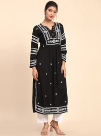 HOUSE OF KARI Women Black Thread Work Kurta