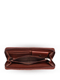 ZOUK Women Brown & Teal Printed Zip Around Wallet