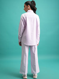 Tokyo Talkies Purple Striped Cotton Shirt With Trouser Co-Ords
