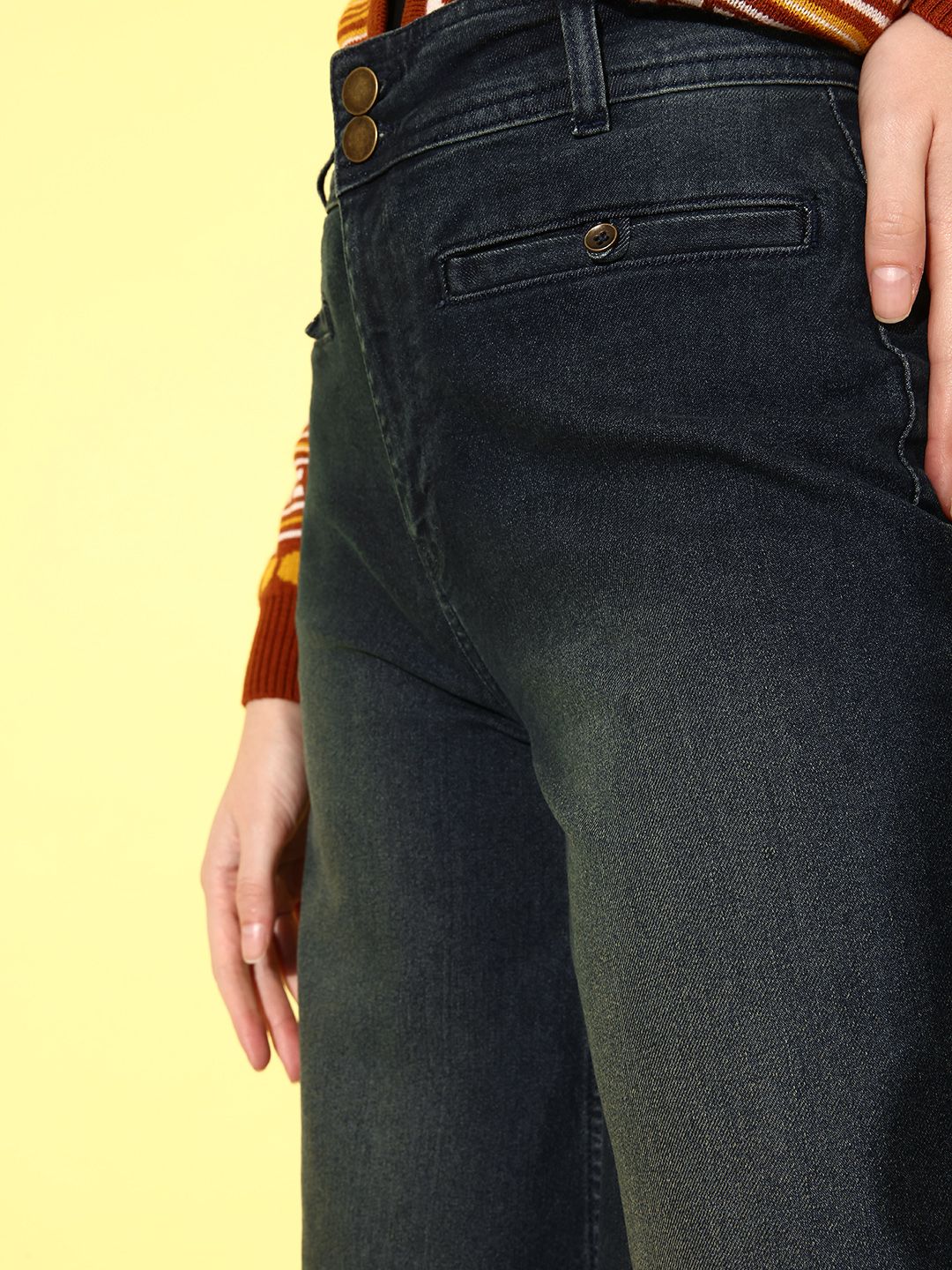 DressBerry Women Electric Blue We May Party Wide Leg Light Fade Stretchable Jeans