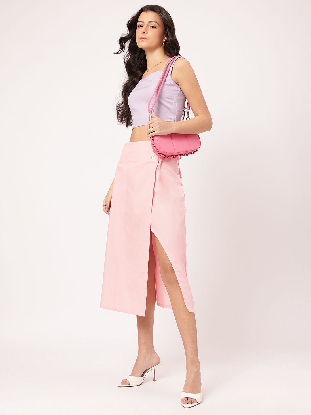 DressBerry Blush Dreams Wrap Style Midi Skirt