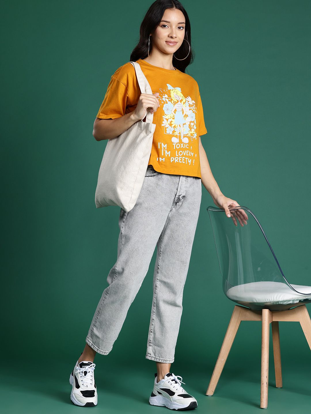 DressBerry Printed Drop-Shoulder Sleeves Pure Cotton T-shirt