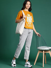 DressBerry Printed Drop-Shoulder Sleeves Pure Cotton T-shirt