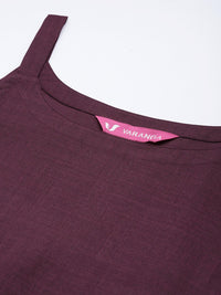 Varanga Violet Solid Sleeveless Kurta With Trousers & Bandhani Printed Dupatta