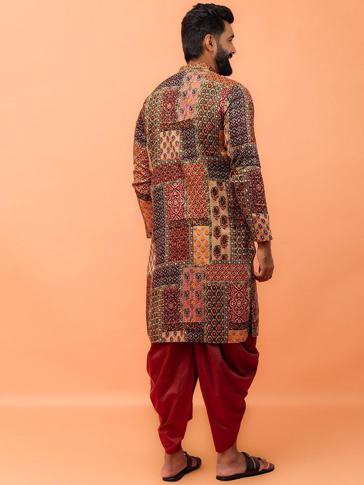 KISAH Mandarin Collar Ethnic Motifs Printed Regular Straight Kurta