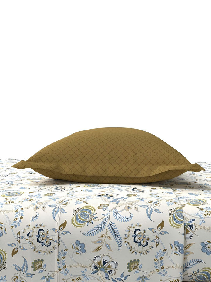 MYTRIDENT Doris Meadow Powder Flat 144TC Queen Cotton 1 Bedsheet with 2 Pillow Covers