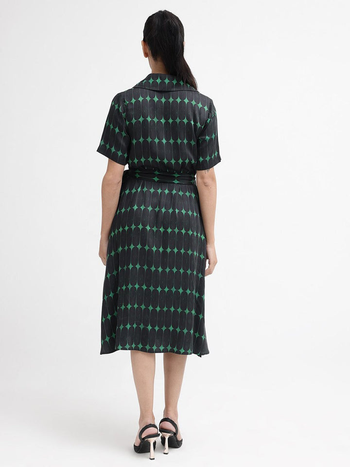 RAREISM Geometric Printed Cotton Shirt Dress