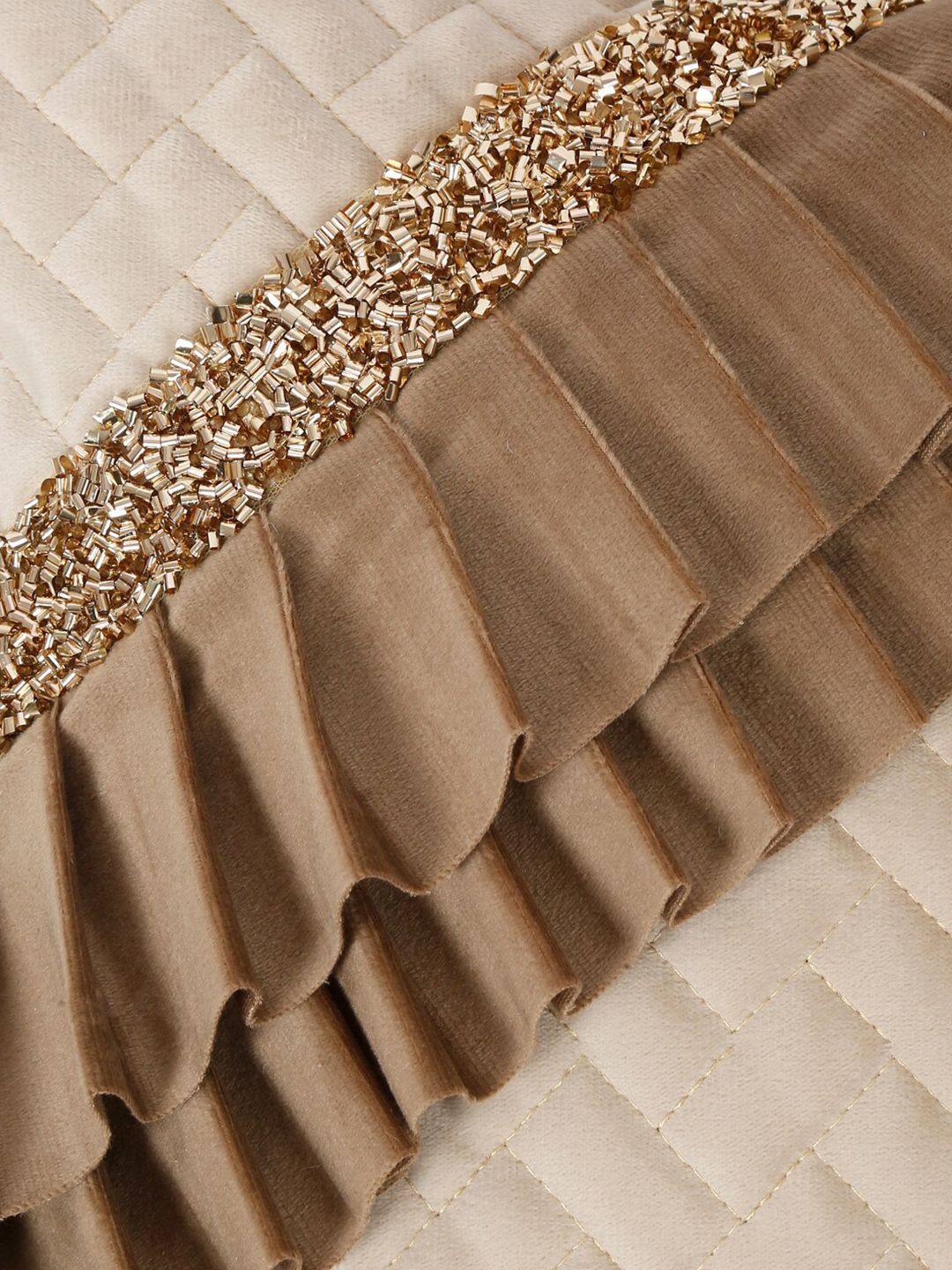 HOSTA HOMES Beige & Brown 5 Pieces Geometric Square Cushion Covers